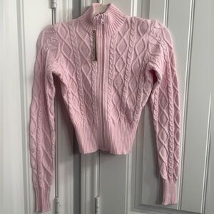 SKIMS BABY Pink Cable Knit ZIP UP Sweater